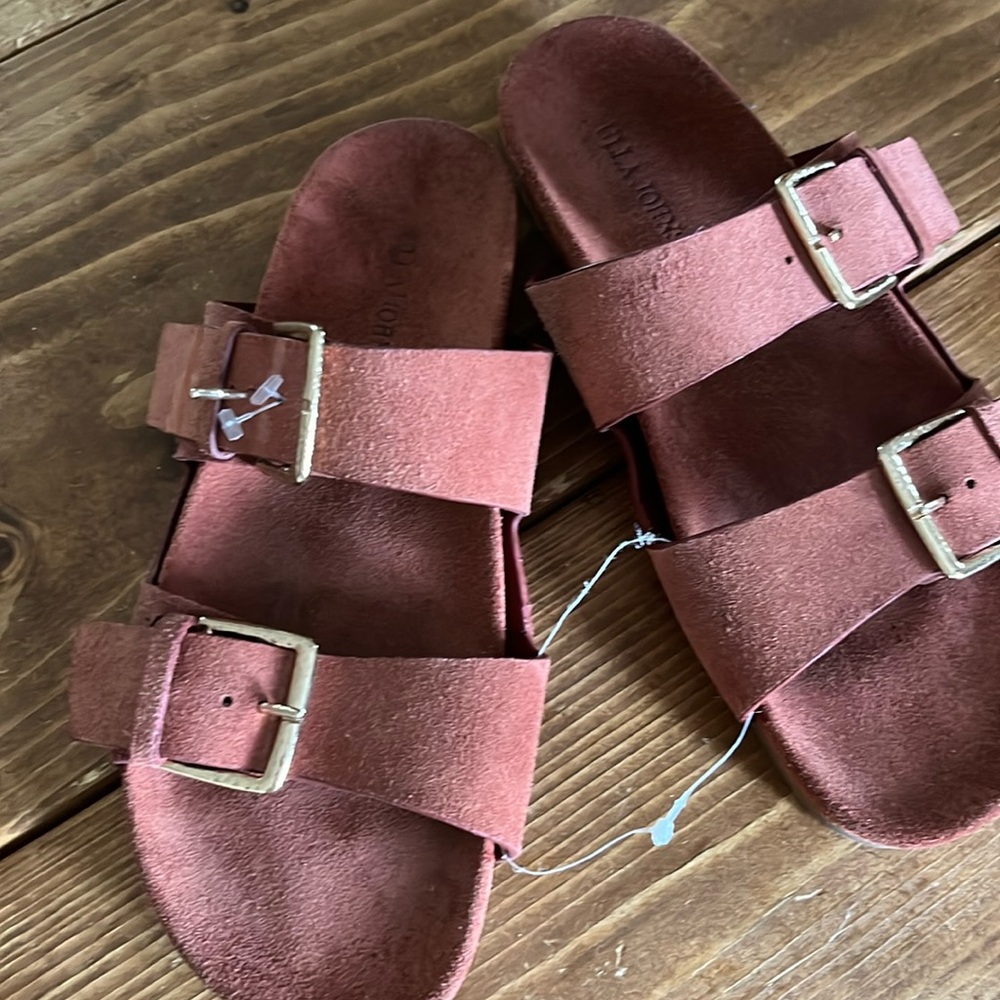 Ola Johnson terra-cotta Birkenstock style sandals size 38